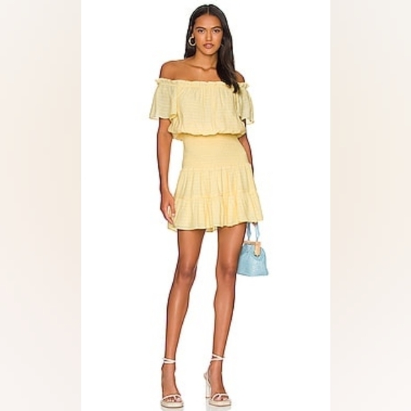 BCBGeneration Off The Shoulder Dress in Pale Banana - Picture 1 of 9